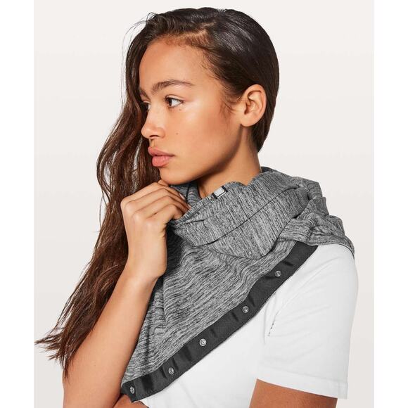 Lululemon Vinyasa Scarf Rulu Space Dye Camo Seal Grey Deep Coal Snap Wrap NWOT - Picture 7 of 10